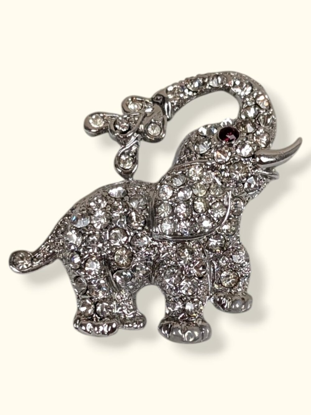 Vintage Whimsical Rhinestone Elephant Brooch